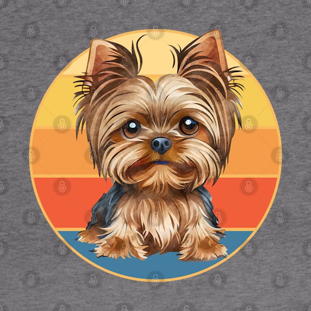 Cute Yorkshire Terrier Dog Breed Vintage Retro Sunset Animal Pet Yorkie by Inspirational And Motivational T-Shirts